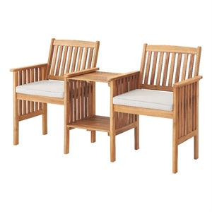 bristol acacia wood outdoor double seat bench with attached table
