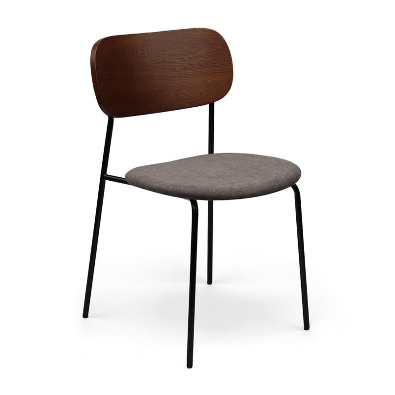 AndMakersSet of 2 Aspen Dining Chair in Upholstered Seat Matte Black