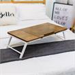 Lada Foldable Laptop Tray with Acacia Top and White Legs in Beige and White