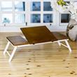 Lada Foldable Laptop Tray with Acacia Top and White Legs in Beige and White