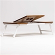 Lada Foldable Laptop Tray with Acacia Top and White Legs in Beige and White