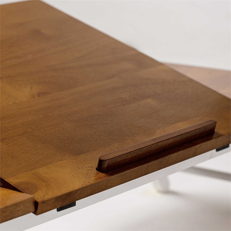 Lada Foldable Laptop Tray with Acacia Top and White Legs in Beige and White