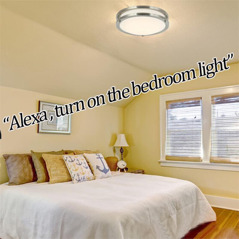12 in. 1-Light Satin Nickel Finish Smart LED Ceiling Light Flush Mount