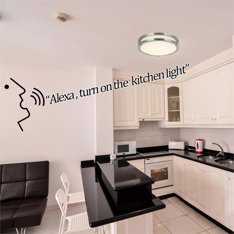 12 in. 1-Light Satin Nickel Finish Smart LED Ceiling Light Flush Mount