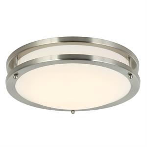 12 in. 1-light satin nickel finish smart led ceiling light flush mount