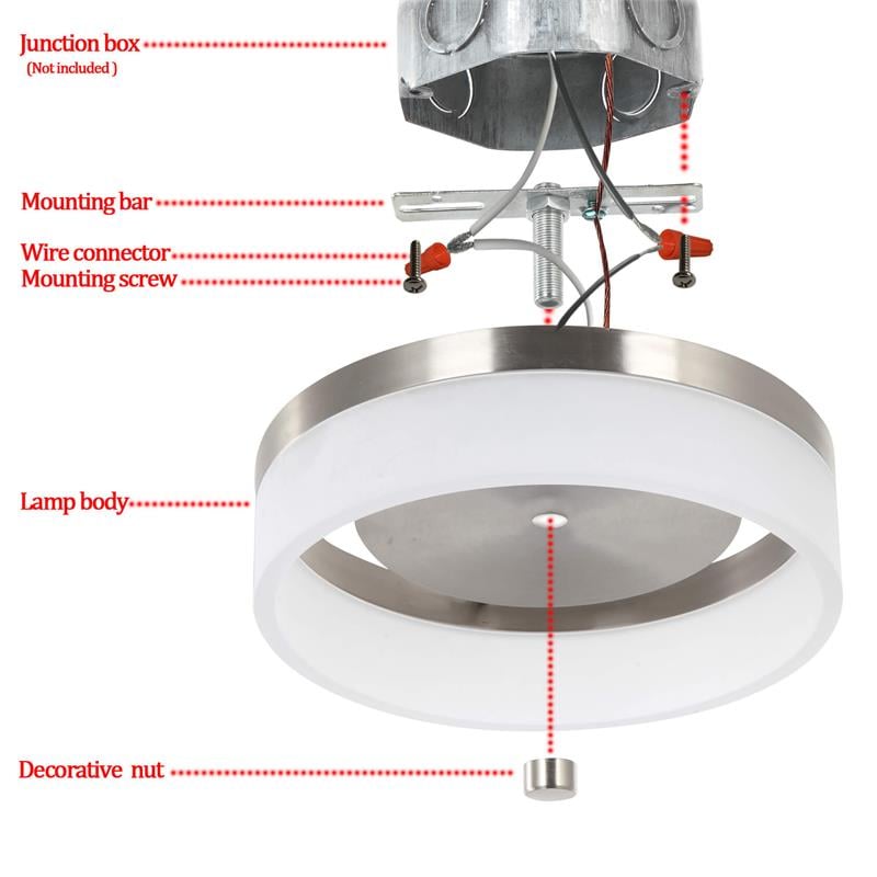 12 in. 1-Light Satin Nickel Finish Smart LED Ceiling Light Flush Mount