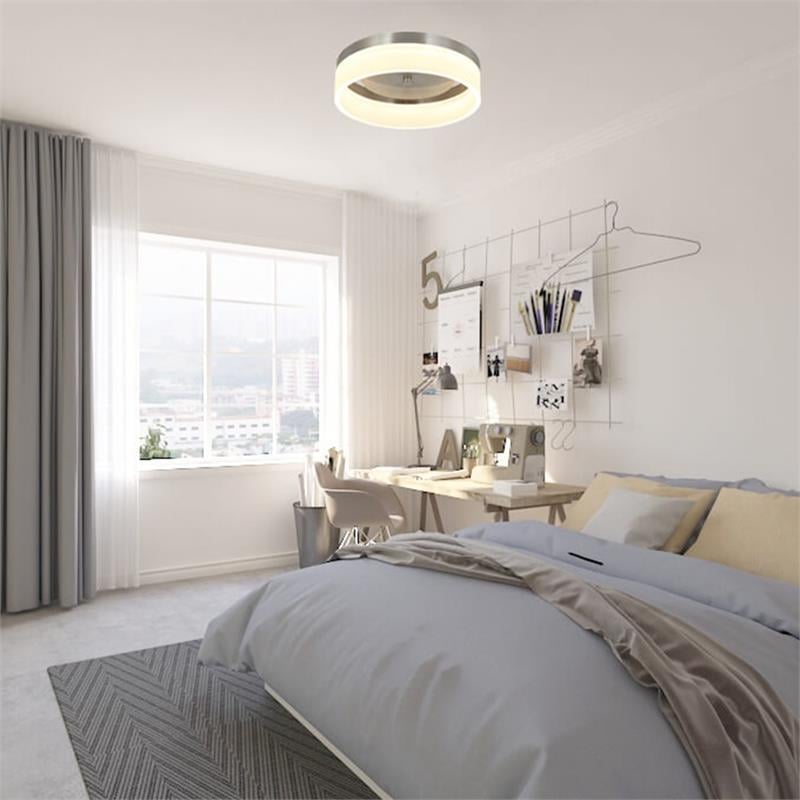 12 in. 1-Light Satin Nickel Finish Smart LED Ceiling Light Flush Mount