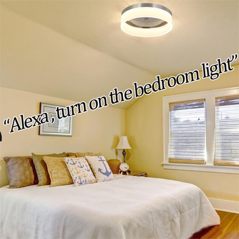 12 in. 1-Light Satin Nickel Finish Smart LED Ceiling Light Flush Mount