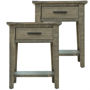 ashford 2-set 20-inch reclaimed wood lamp table with shelf and drawer in grey