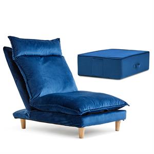 bake floor recliner sofa and stool set in blue