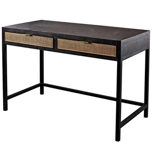 newport 47.2 in. matte black 2-drawer rectangular wood home office desk