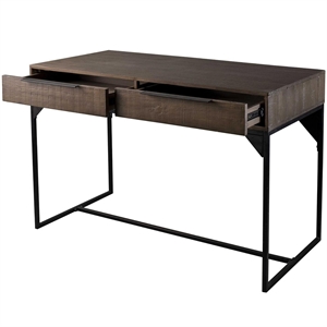 ohio 47 in. 2-drawer rustic industrial wood home office desk in ash grey