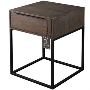 ohio rustic industrial ash grey reclaimed wood nightstand with drawer