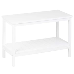 Galene White Solid Wood Bench with Shelf