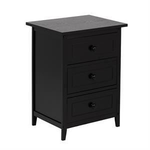 feye 3-drawer black nightstand