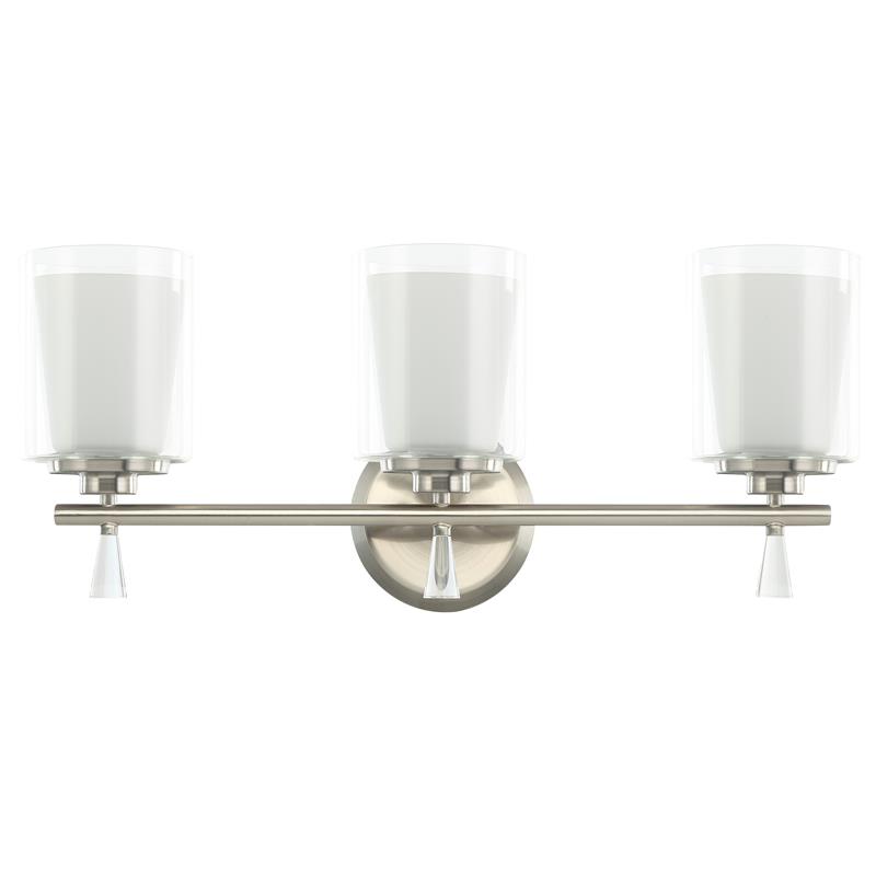 3-Light Vanity Light with Dual Clear and Frosted Shades