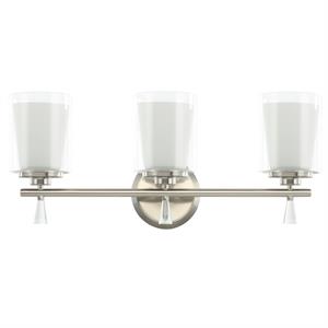 3-light vanity light with dual clear and frosted shades