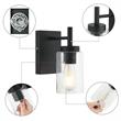 1 Light Black Bathroom Vanity Light with Bubble Glass Shade