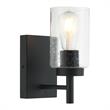 1 Light Black Bathroom Vanity Light with Bubble Glass Shade