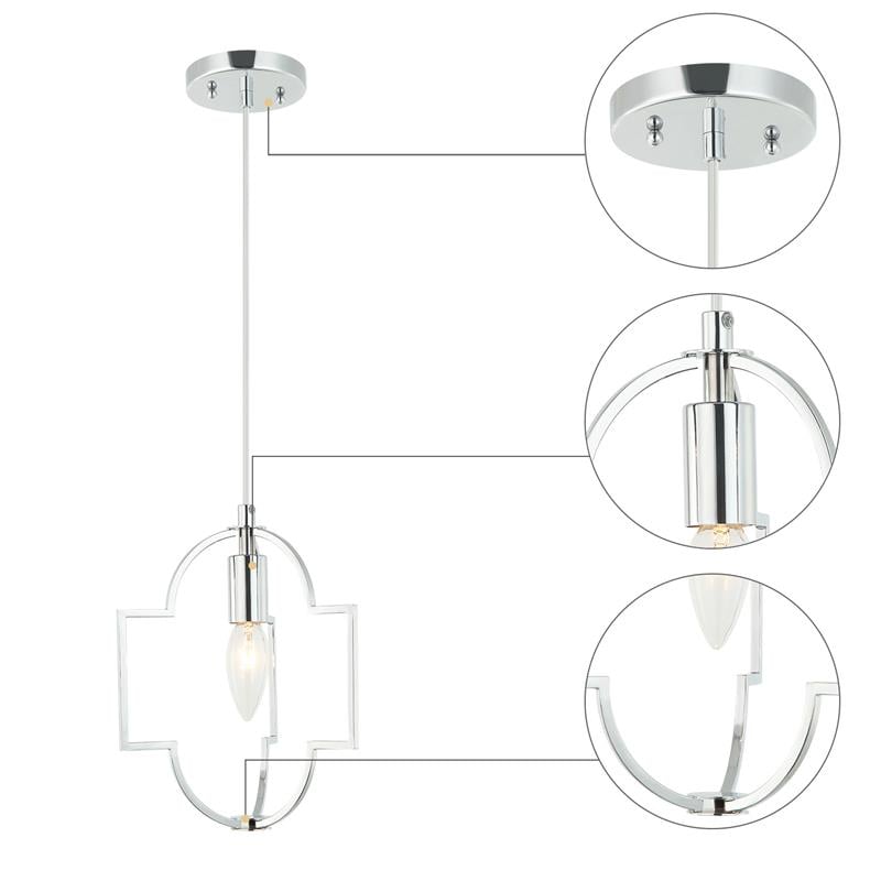 1-Light Modern Farmhouse Geometric Chrome Chandelier