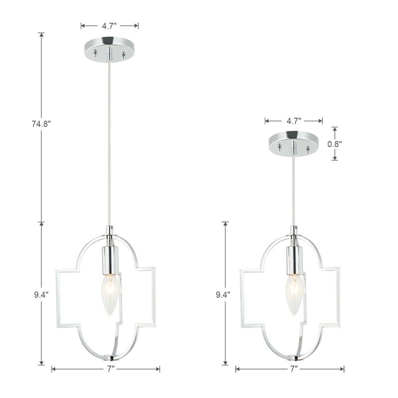1-Light Modern Farmhouse Geometric Chrome Chandelier