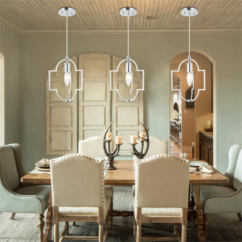 1-Light Modern Farmhouse Geometric Chrome Chandelier