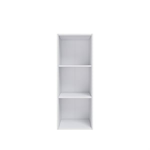 31.5 in. Tall White Wood 3-Shelf Etagere Bookcase