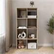 46.46 in. Tall Natural Oak Wood 4-Shelf Etagere Bookcase