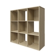 34.96 in. Tall Natural Oak Wood 3-Shelf Etagere Bookcase