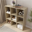 34.96 in. Tall Natural Oak Wood 3-Shelf Etagere Bookcase
