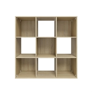 34.96 in. Tall Natural Oak Wood 3-Shelf Etagere Bookcase