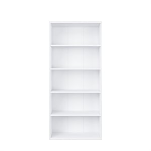 52.83 in. Tall White Wood 5-Shelf Etagere Bookcase with Adjustable Shelves