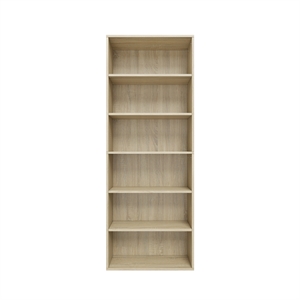 63.23 in. Tall Natural Oak Wood 6-Shelf Etagere Bookcase with Adjustable Shelves