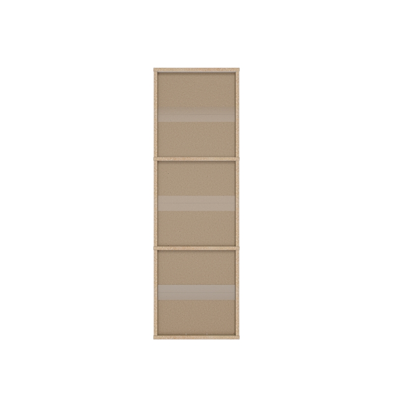 37.52 in. Tall Natural Oak Wood 3-Shelf Etagere Bookcase