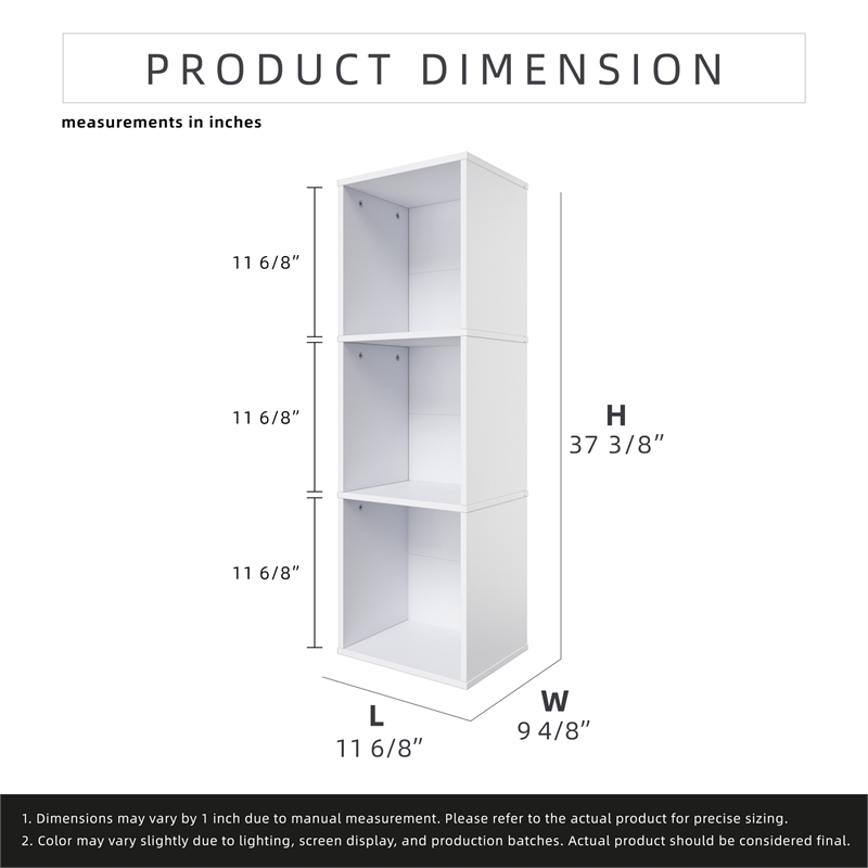 37.52 in. Tall White Wood 3-Shelf Etagere Bookcase