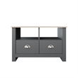 31 in. Grey and Natural Oak Rectangle Wood Coffee Table with 2 Drawers