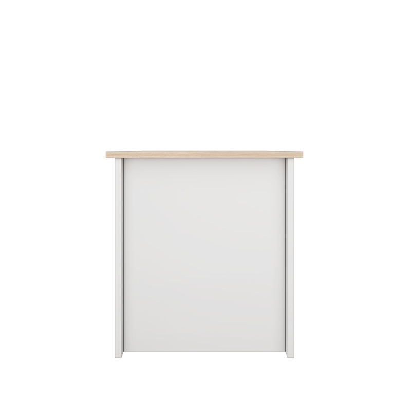 31 in. White and Natural Oak Rectangle Wood Coffee Table with 2 Drawers