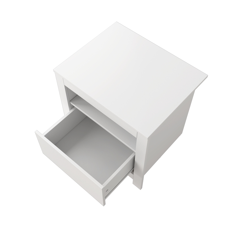 22.4 in. White Rectangle Wood End Table with 1 Drawer