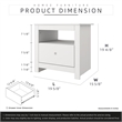 22.4 in. White Rectangle Wood End Table with 1 Drawer