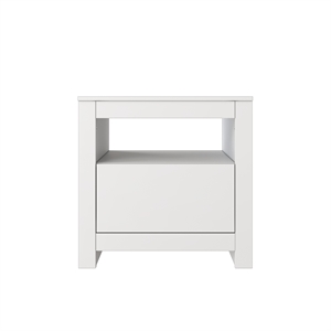 22.4 in. White Rectangle Wood End Table with 1 Drawer