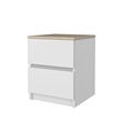15.74 in. White and Natural Oak Rectangle Wood End Table with 2 Drawers