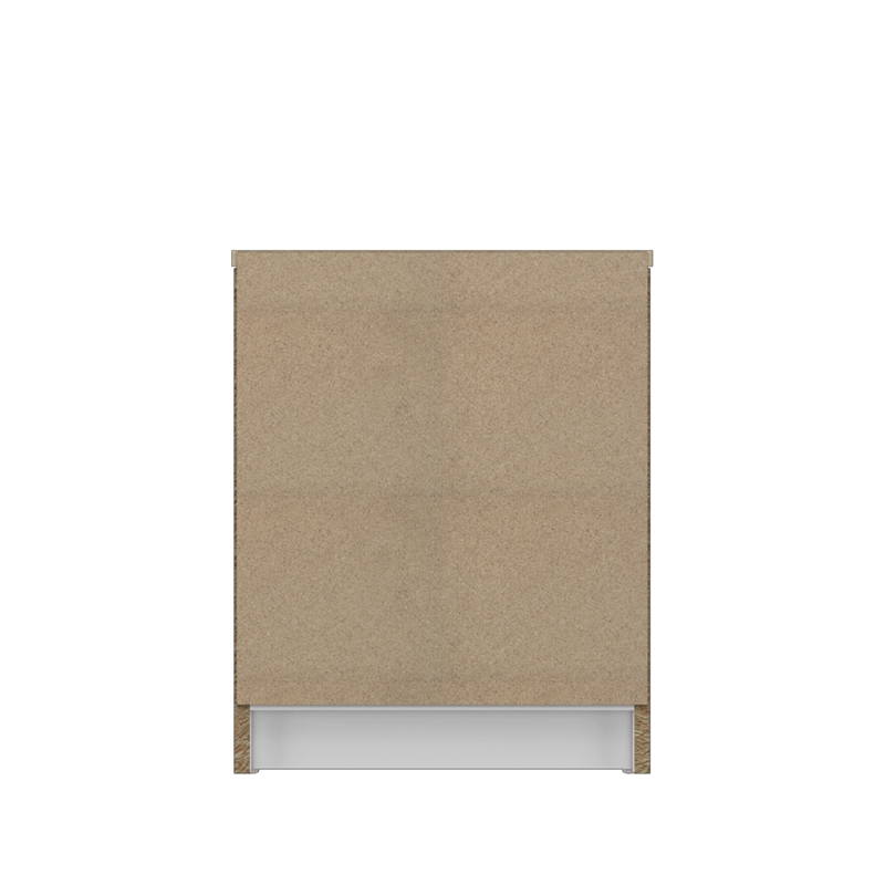 15.74 in. White and Natural Oak Rectangle Wood End Table with 2 Drawers