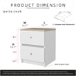 15.74 in. White and Natural Oak Rectangle Wood End Table with 2 Drawers