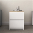 15.74 in. White and Natural Oak Rectangle Wood End Table with 2 Drawers