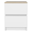 15.74 in. White and Natural Oak Rectangle Wood End Table with 2 Drawers