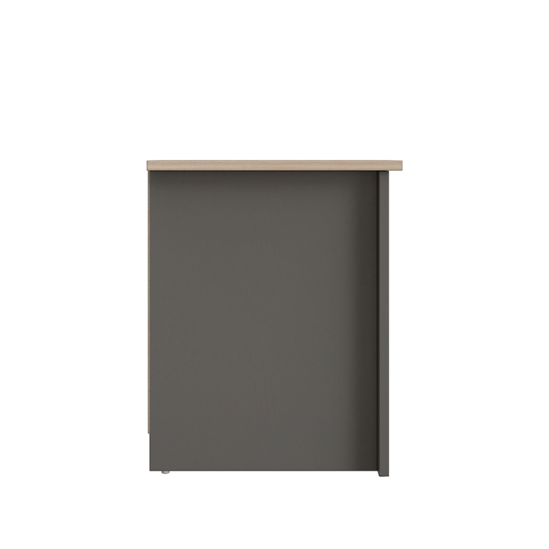 19.68 in. Grey and Natural Oak Rectangle Wood End Table with 2 Drawers