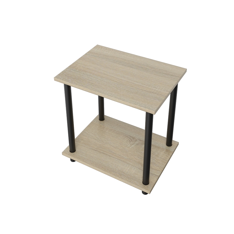 2 Tiers Wood Household Shelving Unit in Natural Oak Gray (14.96 in. W x 15.87 in. H x 11.02 in. D)