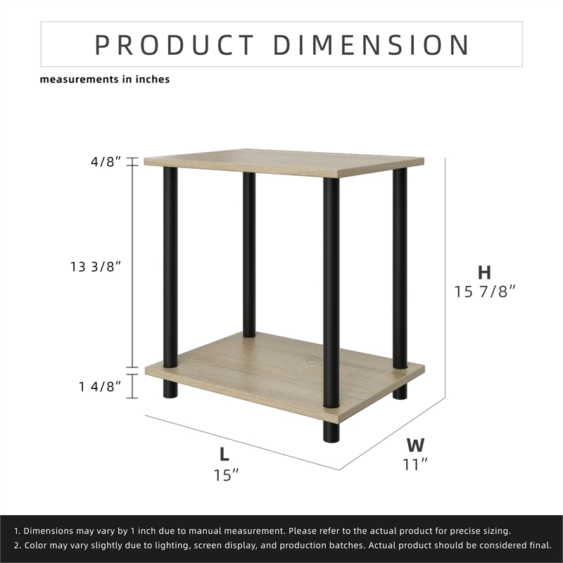2 Tiers Wood Household Shelving Unit in Natural Oak Gray (14.96 in. W x 15.87 in. H x 11.02 in. D)
