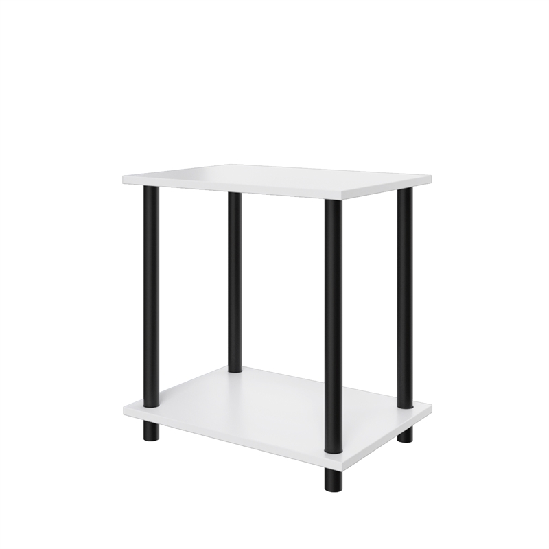 2 Tiers Wood Household Shelving Unit in White (14.96 in. W x 15.87 in. H x 11.02 in. D)