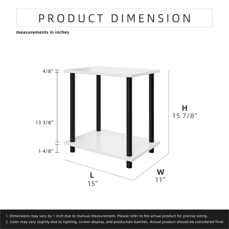 2 Tiers Wood Household Shelving Unit in White (14.96 in. W x 15.87 in. H x 11.02 in. D)